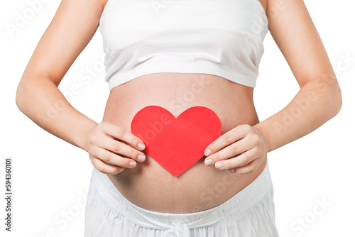 Wallpaper Mural Pregnant mother showing her belly and holding a mini heart Torontodigital.ca