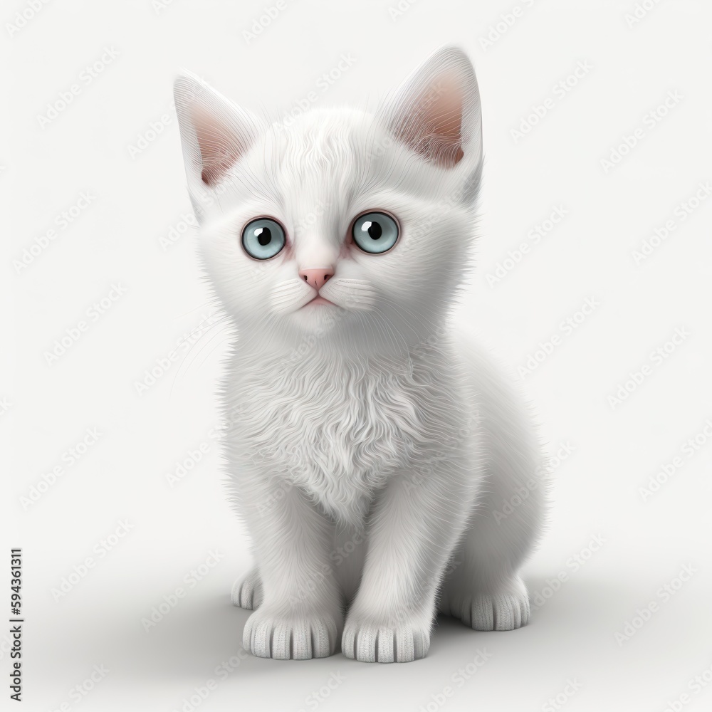 White cat with blue eyes.