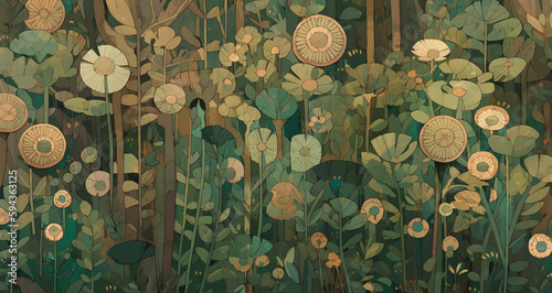 abstract background of beauty and vitality of nature. digital art illustration. generative AI