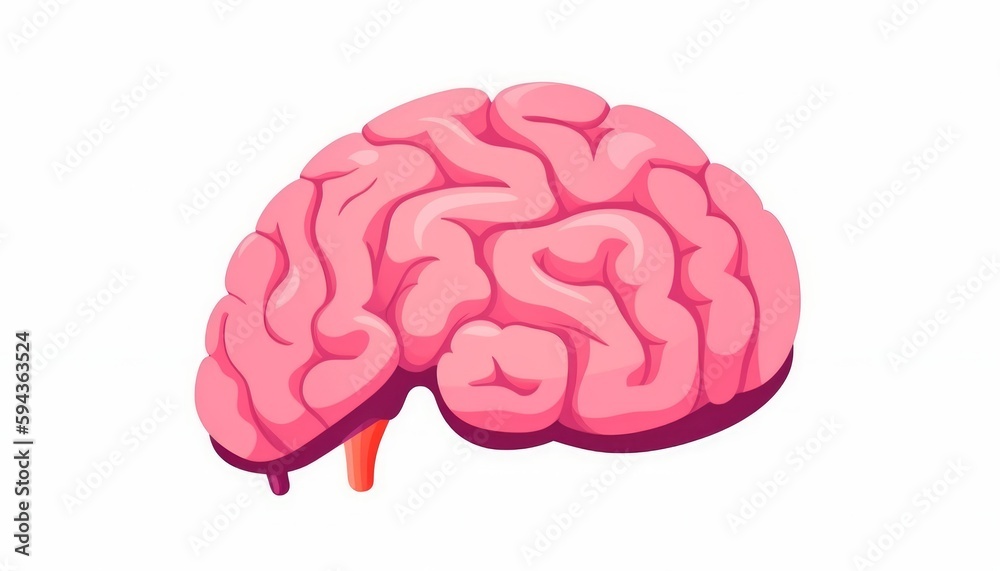 Human brain icon on a white background ai, ai generative, illustration Human brain icon on a white background ai, ai generative, illustration