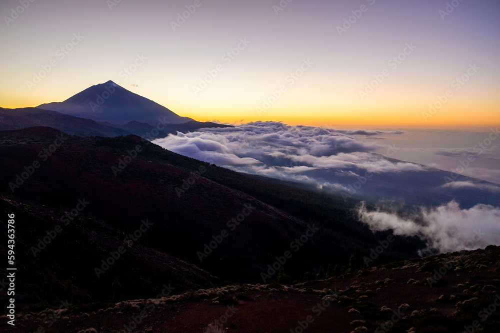 Mount Teide seen in the distance, formed by a volcano