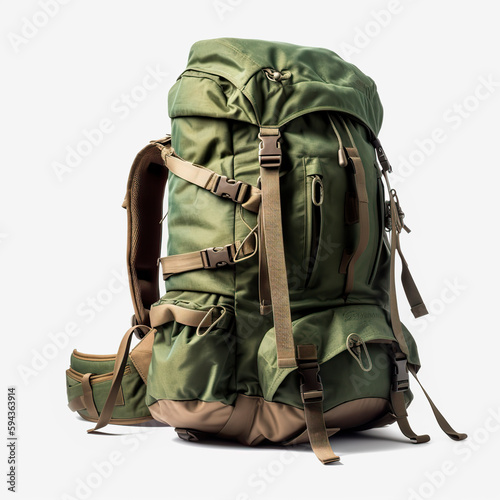 Tourist backpack on a clean white background.