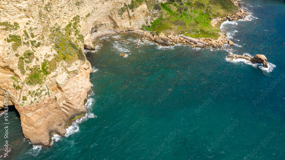 Aerial view of a cove of Mediterranean sea.