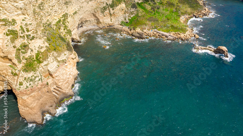 Aerial view of a cove of Mediterranean sea.