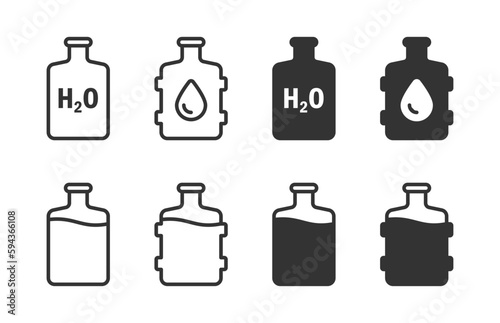 Big water bottle icon set. Vector illustration. Vector illustration.