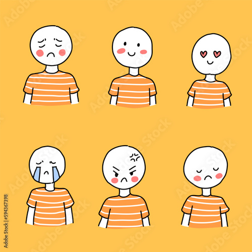 Expression of emotion concept set. Cartoon vector illustration emotion face of human