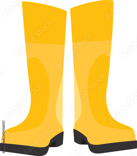 rubber boots pair yellow bright illustration flat style