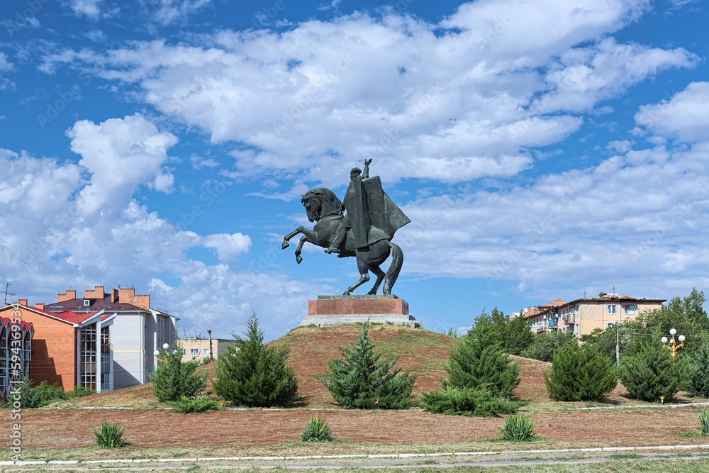Elista, Russia. Monument to the Soviet Red Army cavalry general Oka