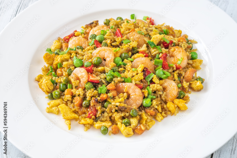 Portion of fried rice Portion of fried rice