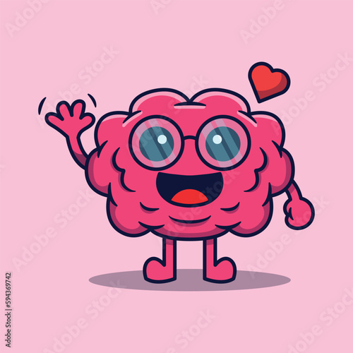 Wallpaper Mural Vector cartoon cute smart human brain character waving Torontodigital.ca