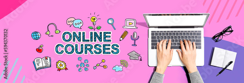 Online courses with person using a laptop computer