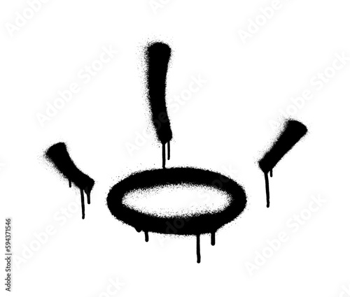 Sprayed crown with overspray in black over white. Vector illustration.