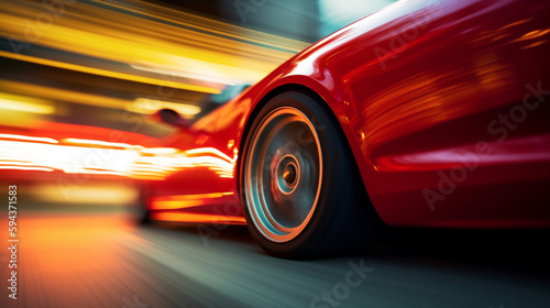 red sports car with a blurry background wallpaper Ai Generative  © adel