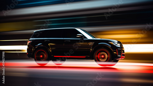 4x4 black sports car with a blurry background wallpaper Ai Generative © adel