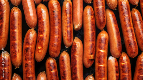 Grilled sausages textured background. Created with Generative AI technology.