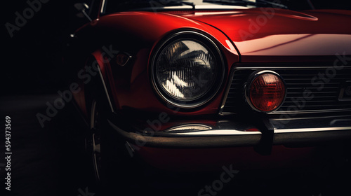  closeup of headlights on a vintage sport car wallpaper Ai Generative 