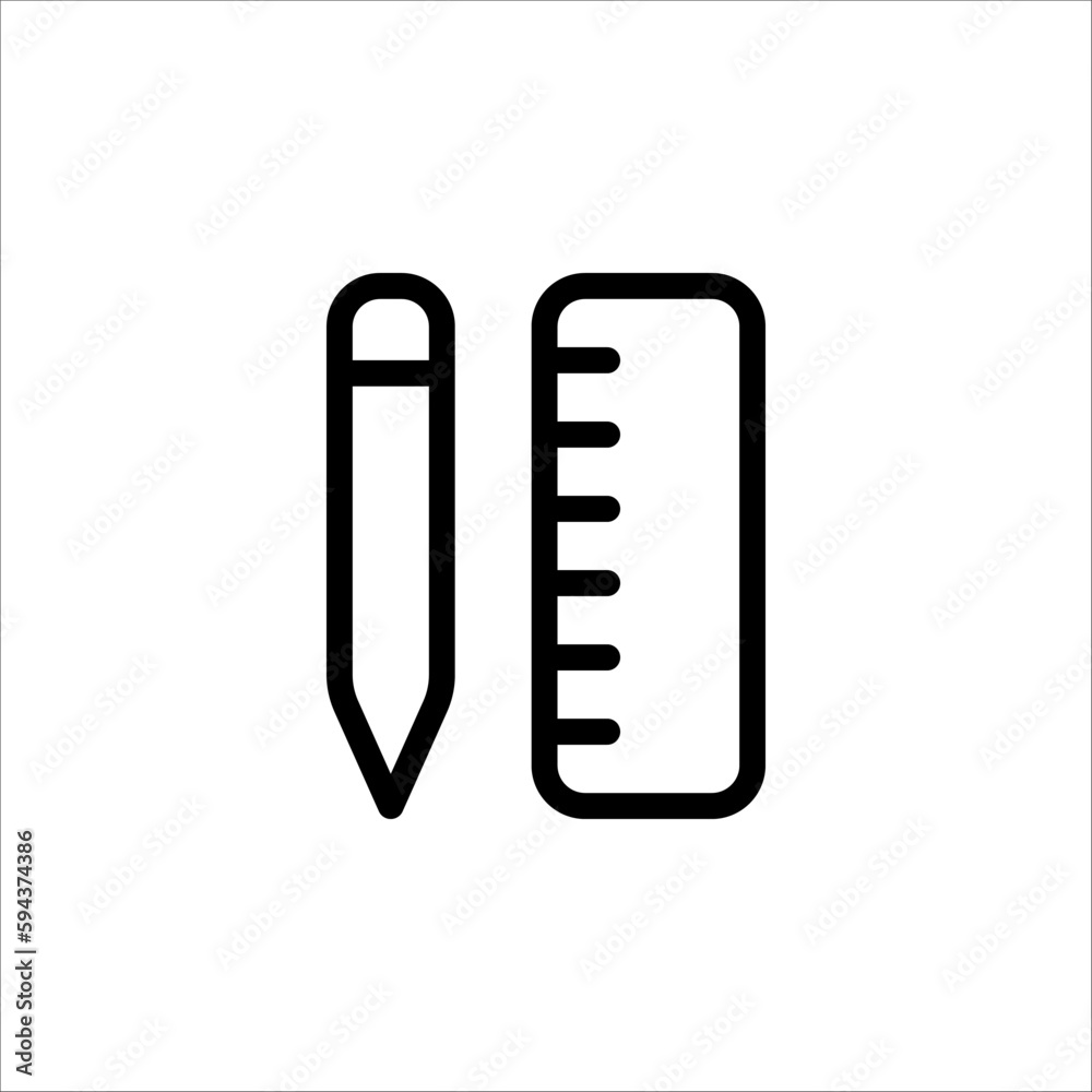 pencil and ruller icon. pencil and ruller symbol template for graphic and web design collection logo vector illustration on white background pencil and ruller icon. pencil and ruller symbol template for graphic and web design collection logo vector illustration on white background