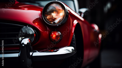  closeup of headlights on a vintage sport car wallpaper Ai Generative   © adel