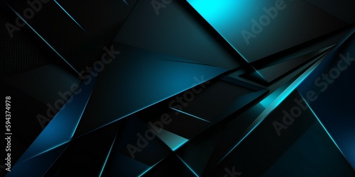 Dark blue modern background for design. Geometric shape. Triangles, diagonal lines. Gradient. Abstract. Shape envelope. Symbol. Letter, message, mail. Generative AI