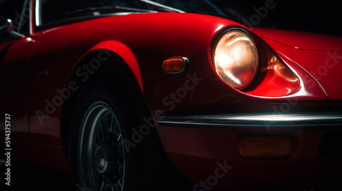  closeup of headlights on a vintage sport car wallpaper Ai Generative	
