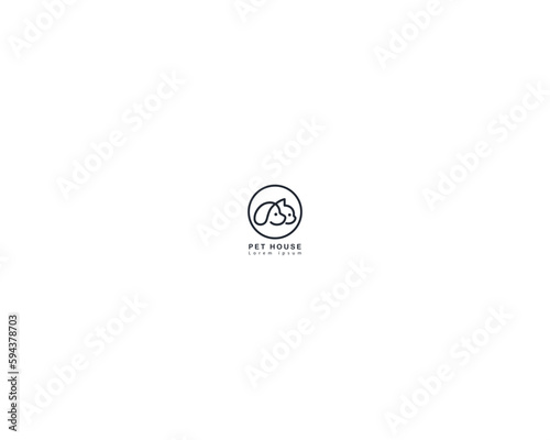 Dog and cat logo design template vector, line of pet logo design suitable for pet shop, store, cafe, business, hotel, veterinary clinic, Domestic animal vector illustration logotype, sign, symbol.