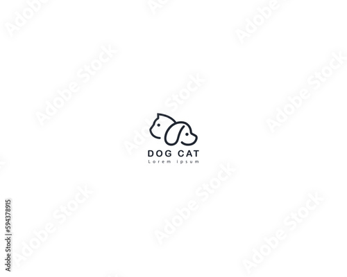 Dog and cat logo design template vector, line of pet logo design suitable for pet shop, store, cafe, business, hotel, veterinary clinic, Domestic animal vector illustration logotype, sign, symbol