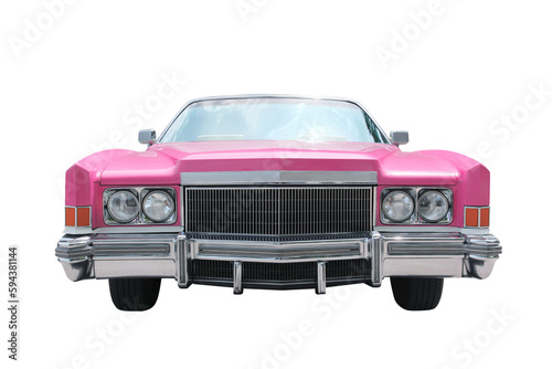 Beautiful US vintage convertible in pink, exempted for image montages. 