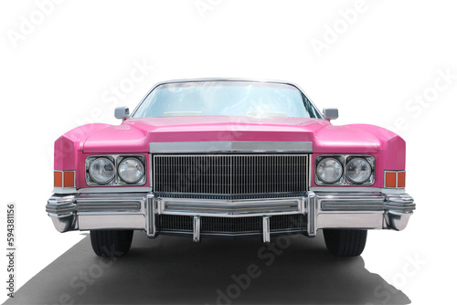 Beautiful US vintage convertible in pink  exempted for image montages. 