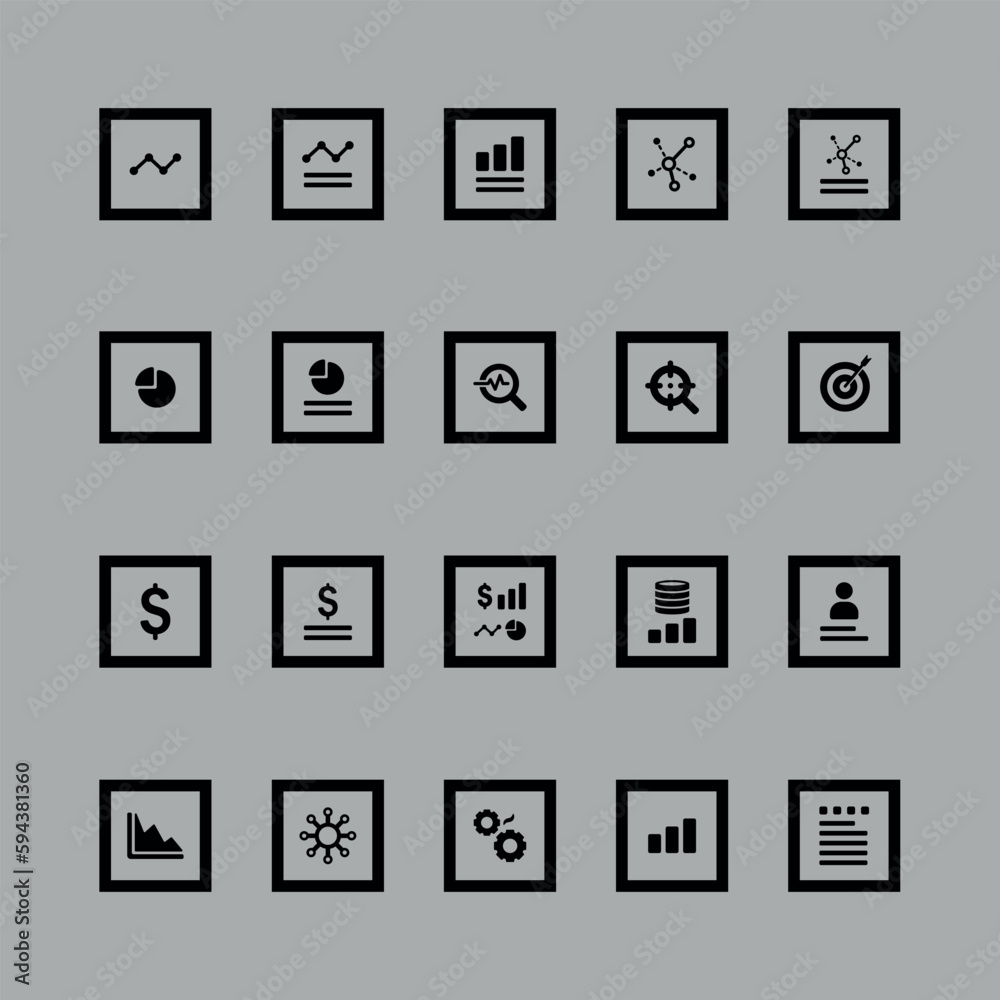 set of black analytics icons. Vector on gray background
set of black analytics icons. Vector on gray background