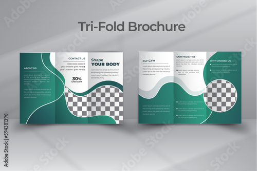 Fitness gym tri fold brochure designdapt to workout yoga health sports brochure design template

