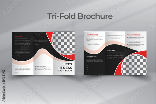 Tri Fold Fitness Brochure Template Design free vector illustration

