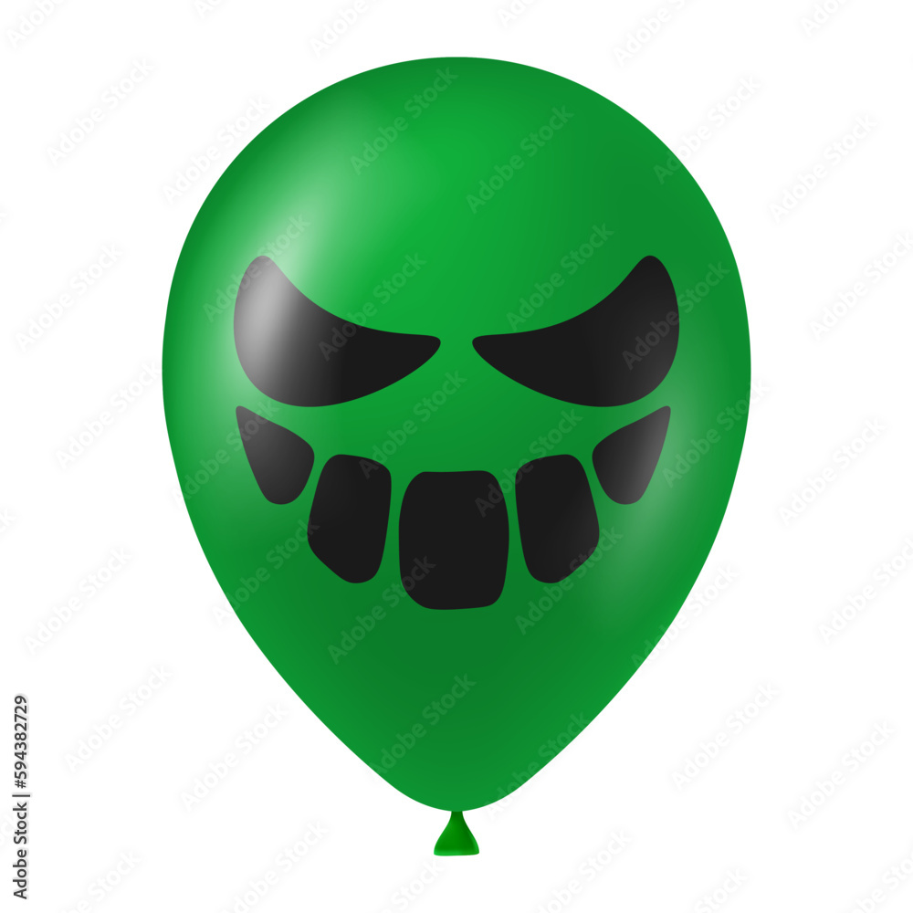 Halloween green balloon illustration with scary and funny face Halloween green balloon illustration with scary and funny face