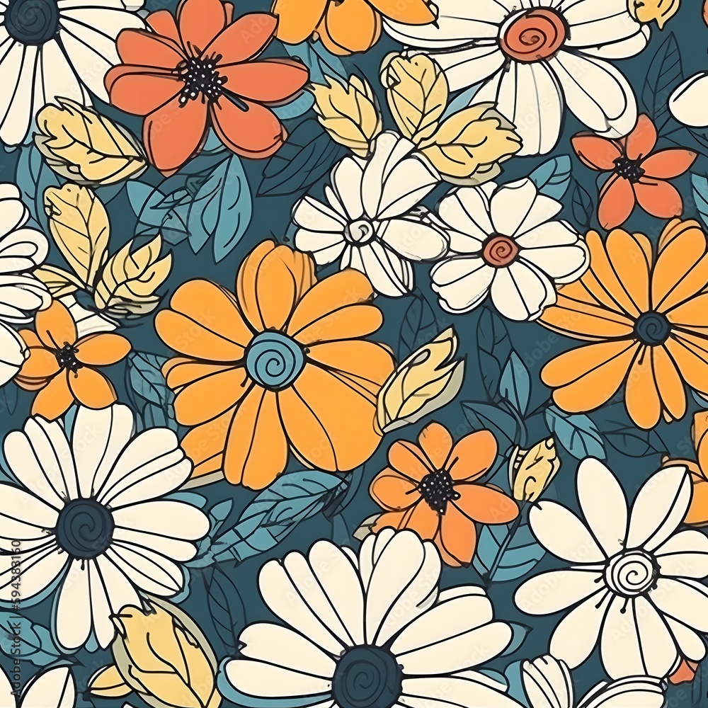 pattern with flowers, generated Ai pattern with flowers, generated Ai