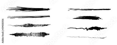 Full Vector Realistic Brush Paint Black Lines. Artist abstract highlighter, selection, pointing grunge hand drawn elements. 