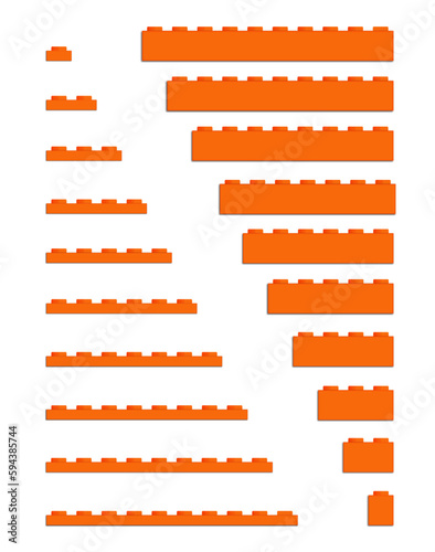 Set of colorful building bricks in various lengths