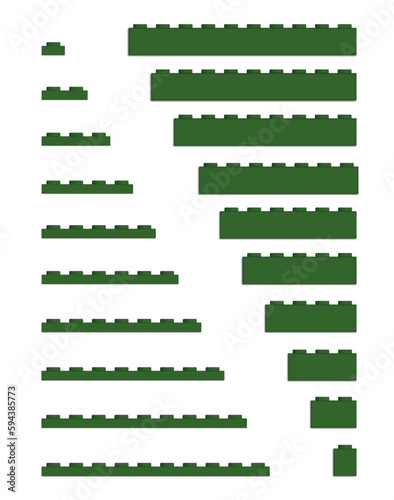 Set of colorful building bricks in various lengths