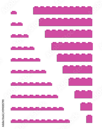 Set of colorful building bricks in various lengths