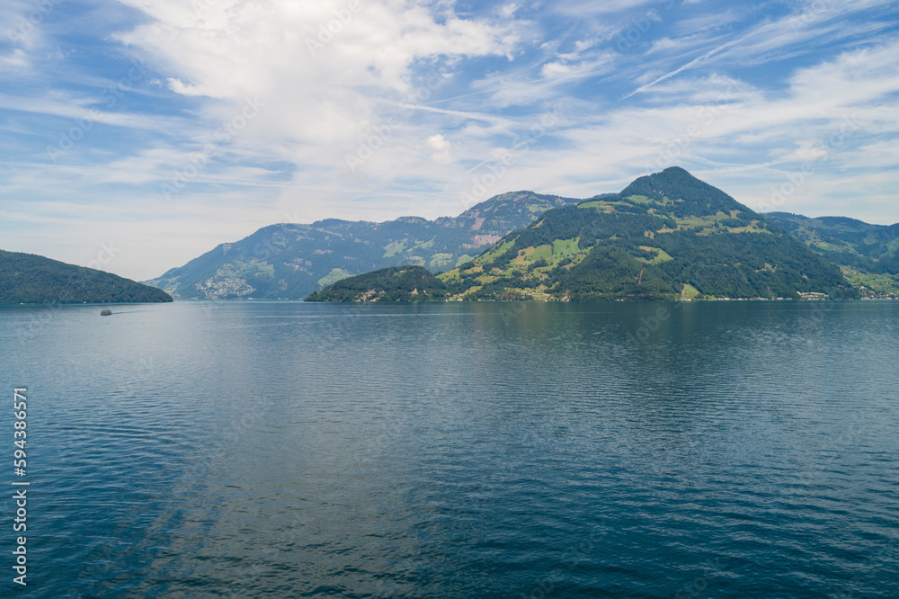 Aerial view of Lucerne lake with its Fjords and green mountains, Lucern, Switzerland Aerial view of Lucerne lake with its Fjords and green mountains, Lucern, Switzerland