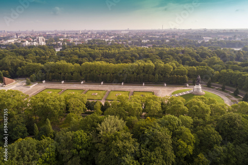 Aerial view of The russian soviet memorial in Treptower Park  Berlin  Germany