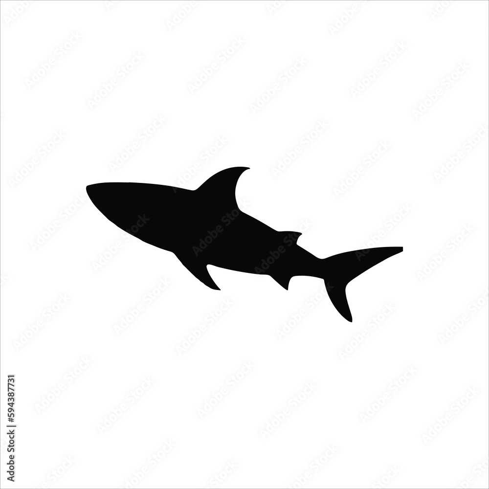 A swimming shark silhouette vector art work. A swimming shark silhouette vector art work.