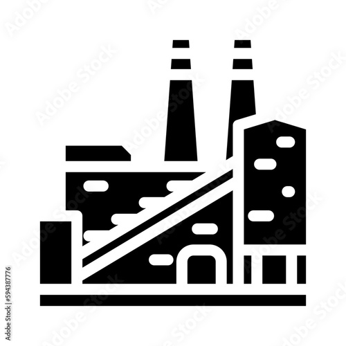 coking plant steel production glyph icon vector illustration