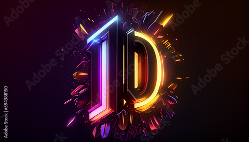 Beautiful abstract futuristic letter D logo Ai generated image photo