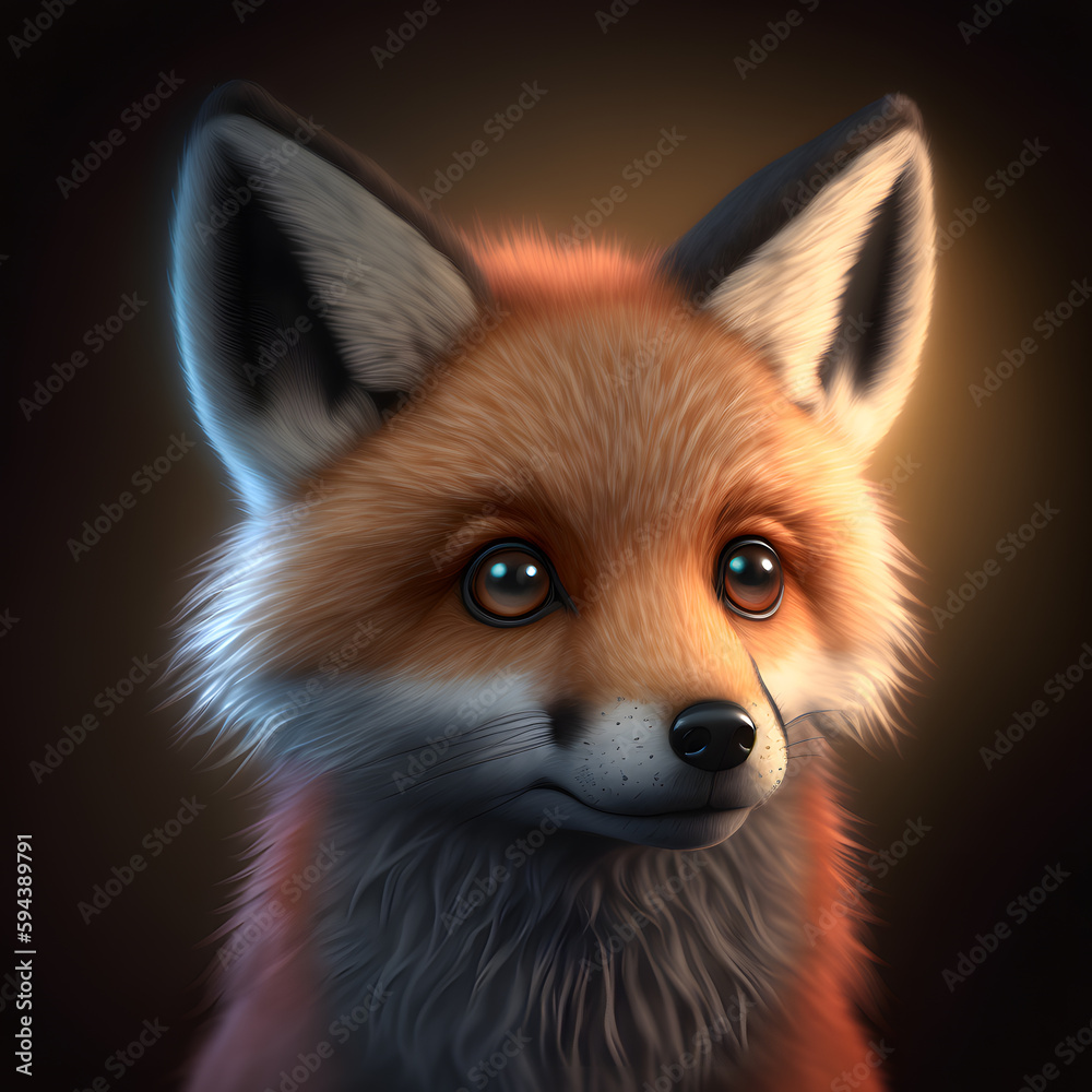 Obraz premium Generative AI illustration of a red fox 