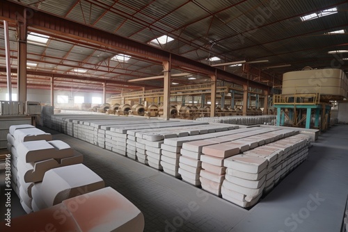 alumina factory, where raw material is processed into high-quality aluminum products, created with generative ai