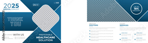 Hospital Healthcare Medicine Science Bifold 4 Page Brochure Flyer Cover Template for Doctor Promotion