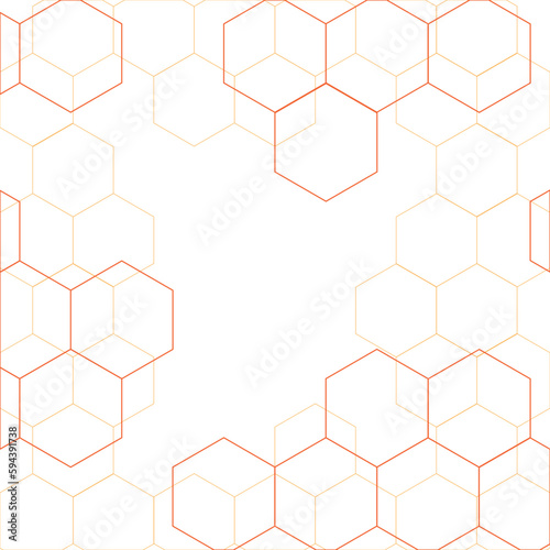 Honeycomb hexagonal yellow and orange background isolated on white background