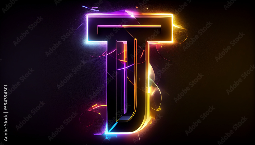 Beautiful abstract futuristic letter T logo Ai generated image Beautiful abstract futuristic letter T logo Ai generated image