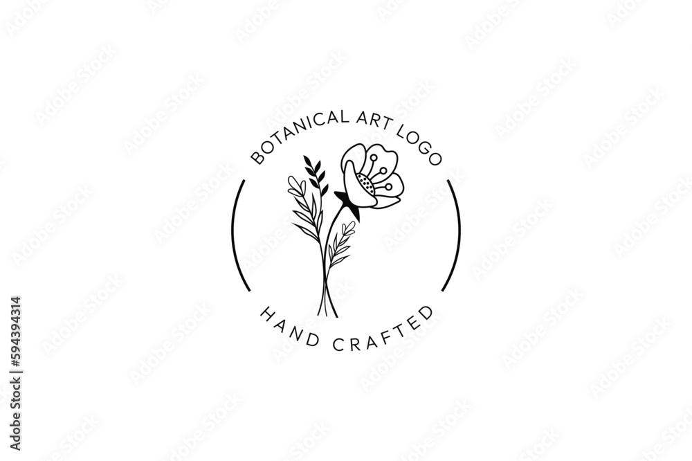 flower botanical art logo design hand crafted 