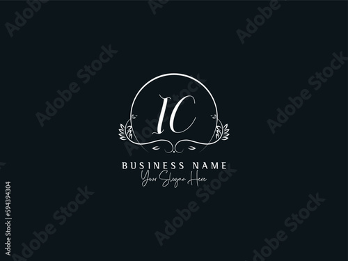 Modern IC Letter Logo, Feminine Ic ci Minimal Luxury Logo Collection With Signature Font