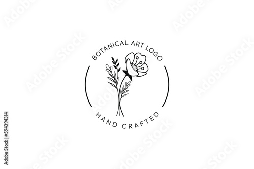 flower botanical art logo design hand crafted 